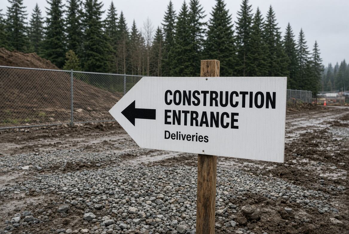 Construction entrance directional sign